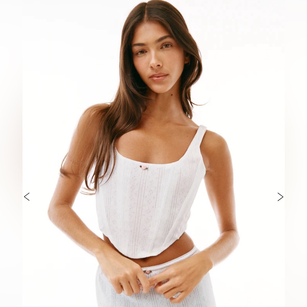 NWT With Jean Cindy Corset White Pointelle